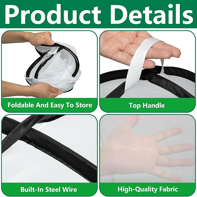 2 Pcs Pop Up Insect Barrier Plant Cover Tent, Garden Net Cage Bird Insect Guard - Image 3