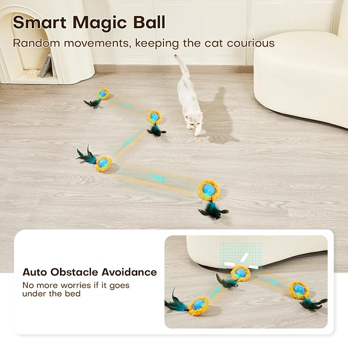 Potaroma Interactive Cat Toys, Fast Moving Ball in Play Mat, Automatic Motion - Image 4