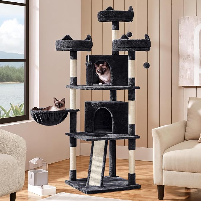 Yaheetech 68.5in Cat Tree for Large Cats, Large Condo, Stable Pet Play House - Image 2
