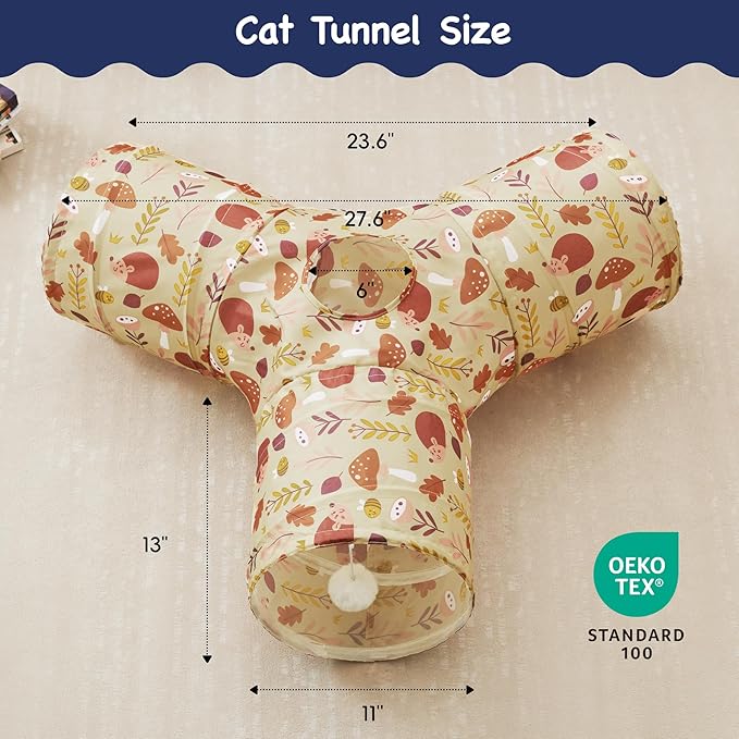Tempcore Pet Cat Tunnel Tube Cat Toys 3 Way Collapsible, Cat Tunnels - Image 2