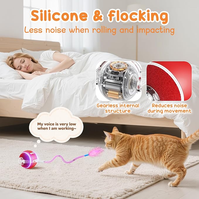 Interactive Cat Toys for Indoor Cats, 3 Modes Electric Moving Cat Ball - Image 2
