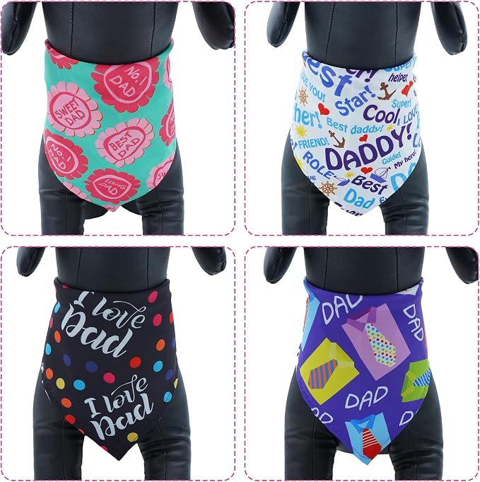 30 Pcs Fathers Day Small Dog Bandanas Bulk 25 Inch Love Dad Dog Bandanas - Image 4