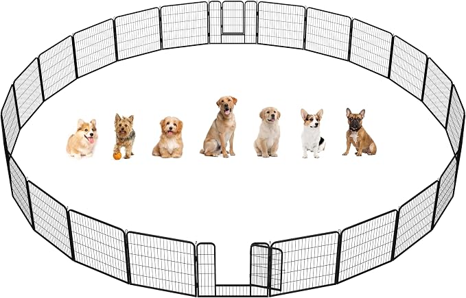 Yaheetech Dog Playpen Outdoor, 32 inch 24 Panels Dog Pen Indoor Heavy Duty by Yaheetech