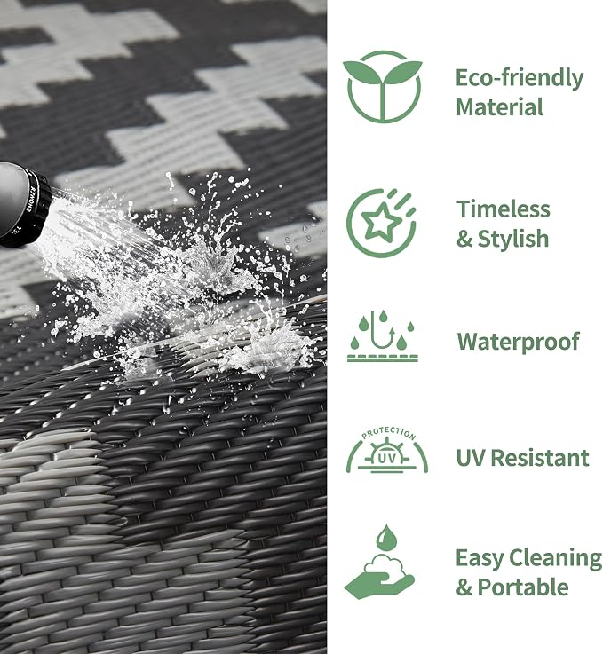 GENIMO Outdoor Rugs 8x10 Waterproof, Reversible Mats, Area Plastic Straw Rug - Image 5