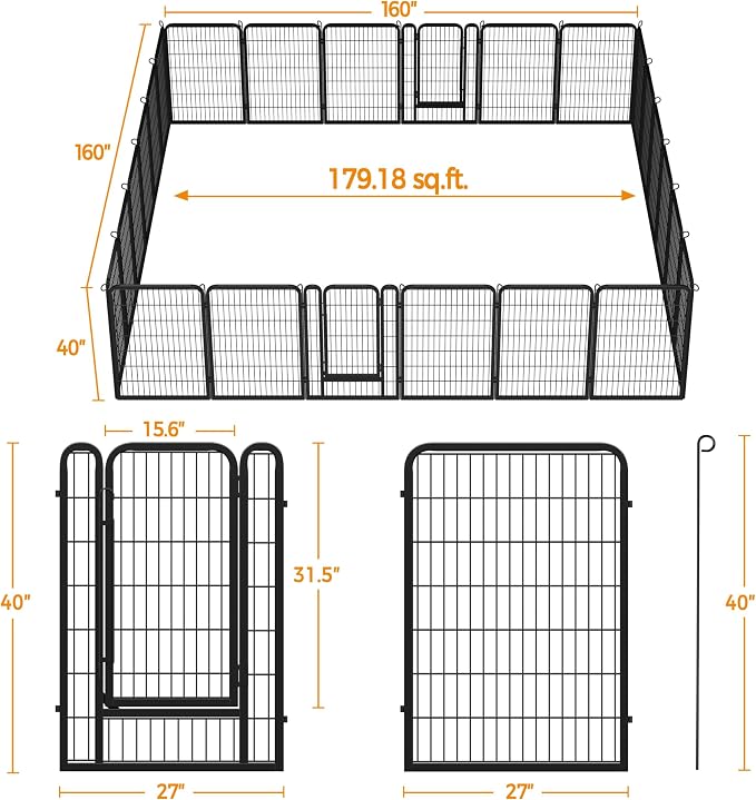 Yaheetech Dog Playpen Outdoor, 40 inch 24 Panels Dog Pen Indoor Heavy Duty - Image 4