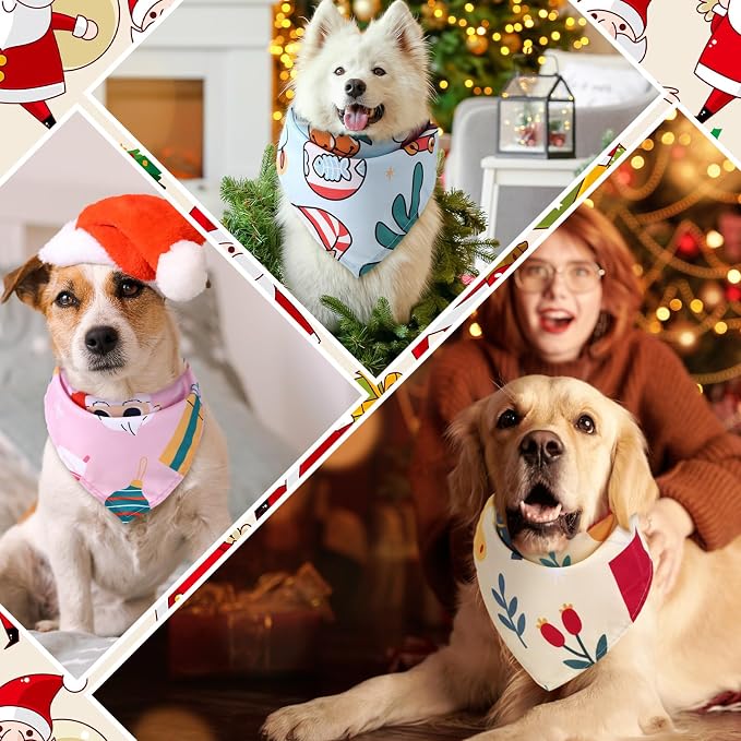 100 Pcs Christmas Dog Bandanas Bulk Pet Bibs Colorful Triangle Scarf Xmas Pet - Image 5