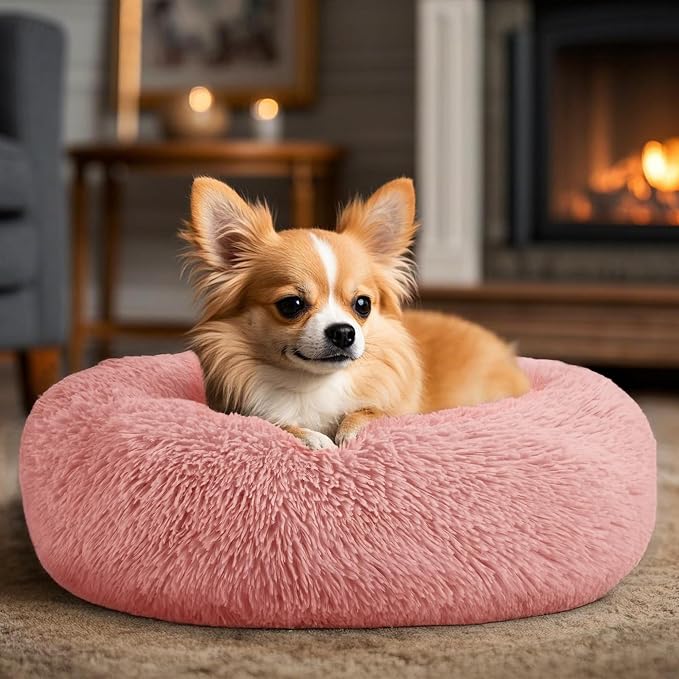 Dogs Bed for Small Dogs, Anti-Anxiety Washable Round Bed - Image 5