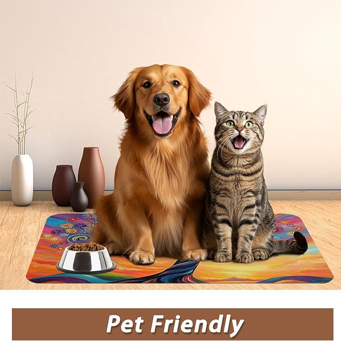 Abstract Tree Flowers Dog Food Mat - Image 6