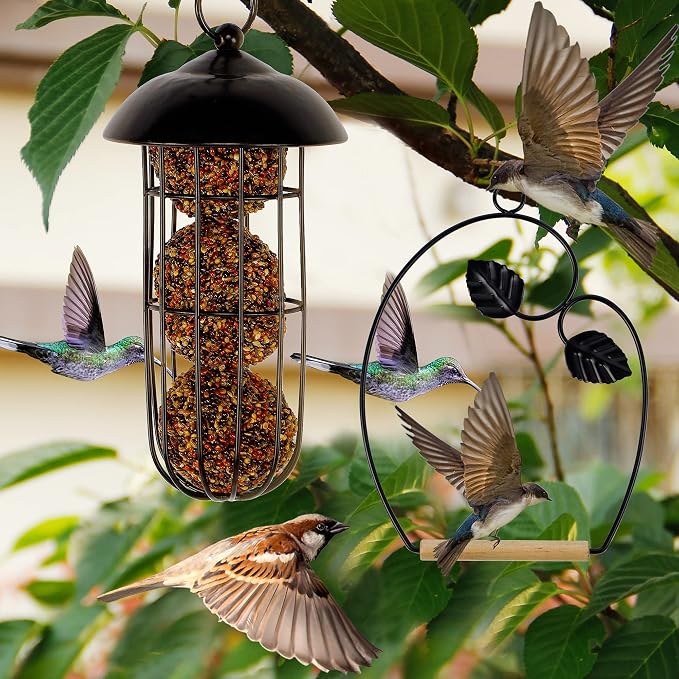 winemana Set of 3 Hummingbird Swings, Rust Resistant Metal Frame, Wooden Dowel - Image 6