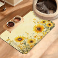 Yellow Floral Feeding Mat, Sunflower Absorbent Quick-Dry Cat Dog Food and Water by Unknown