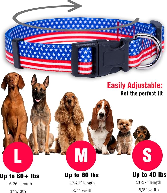 Native Pup American Flag Dog Collar- Red White and Blue- Patriotic Collars - Image 3