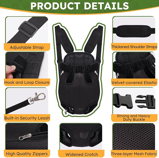 Pet Carrier Backpack, Hands-Free Adjustable Dog Front Carrier Legs Out & - Image 2