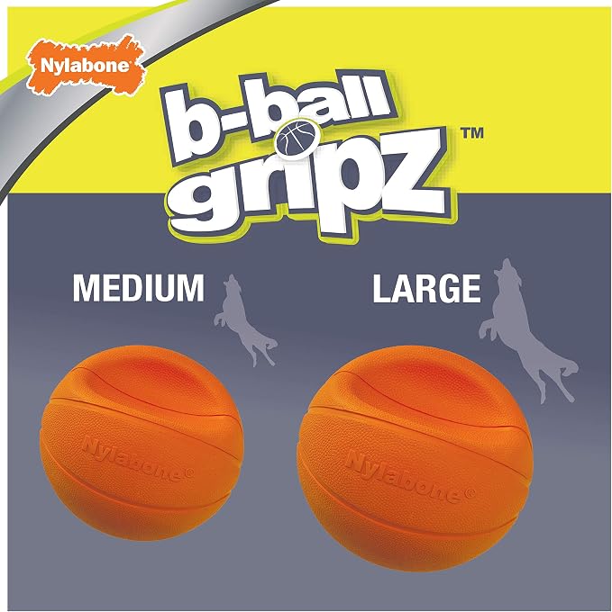 Nylabone Power Play Gripz Felt Basketball Rubber Fetch Toy, Squeaky Ball - Image 4