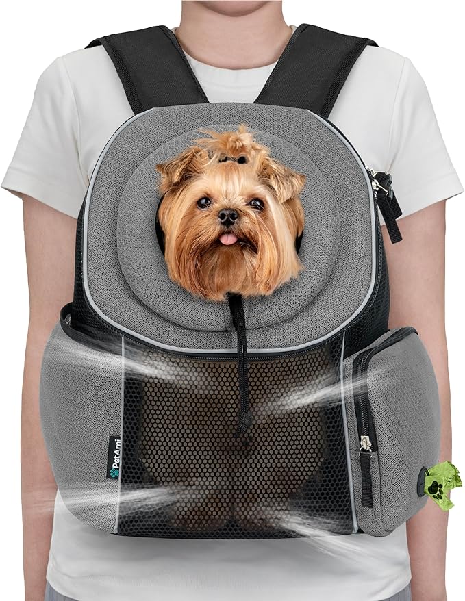 PetAmi Dog Front Carrier Backpack, Ventilated Adjustable Dog Pet Cat Chest by PetAmi