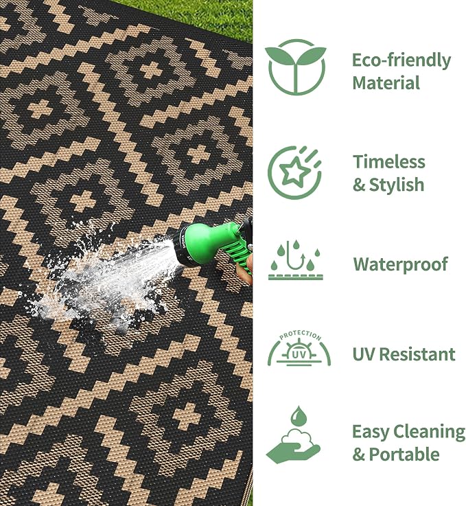 GENIMO Outdoor Rug for Patio Clearance, Reversible Plastic Straw Rugs for RV - Image 5