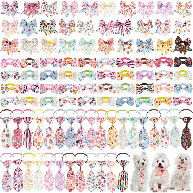 Reginary 100 Pieces Dog Bow Tie Collar Set Include 40 Dog Neckties, and 30 by Reginary