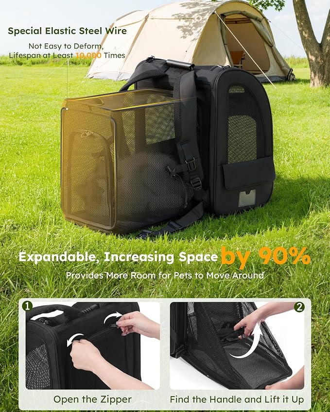 Pecute Cat Backpack Carrier XL, Expandable Pet Backpack - Image 3