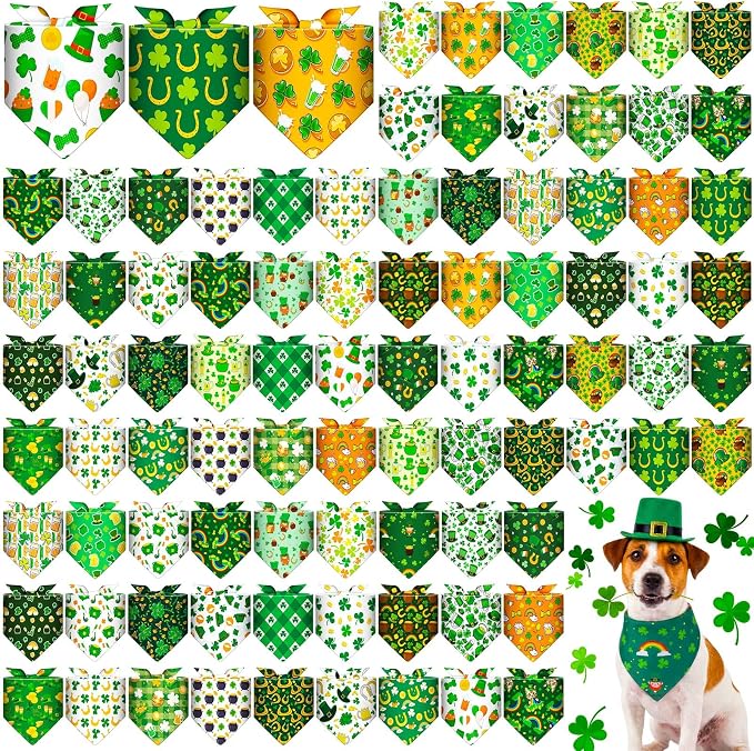 Youyole 120 Pcs Dog St. Patrick's Day Bandana Bulks Shamrocks Dog Bandanas by Ajaredlulu