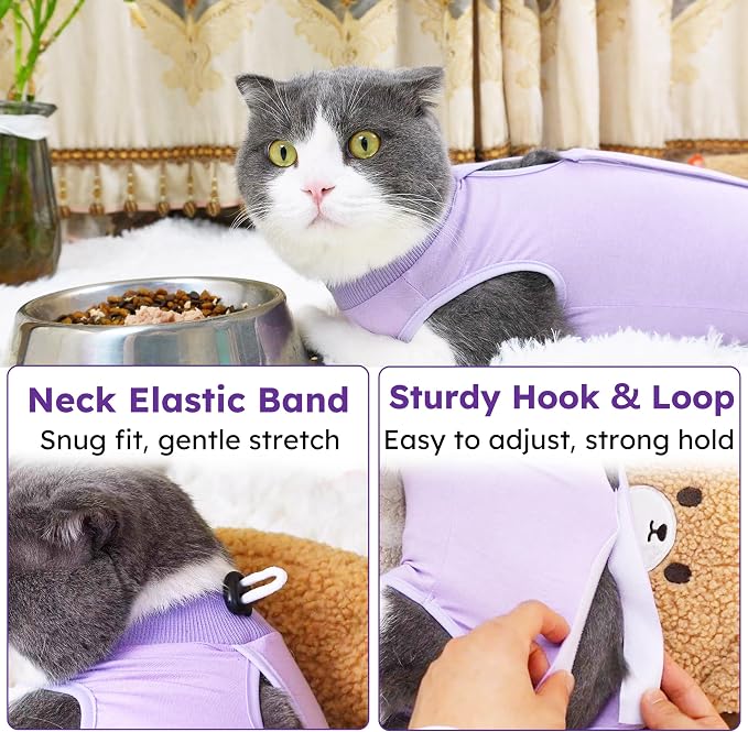 Cat Recovery Suit for Abdominal Wounds or Skin Diseases, Kitten Onesie for Cats - Image 3