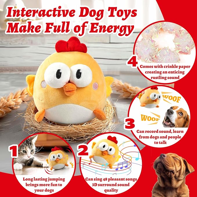 Interactive Dog Toys, Squeaky Moving Ball Toy - Image 4