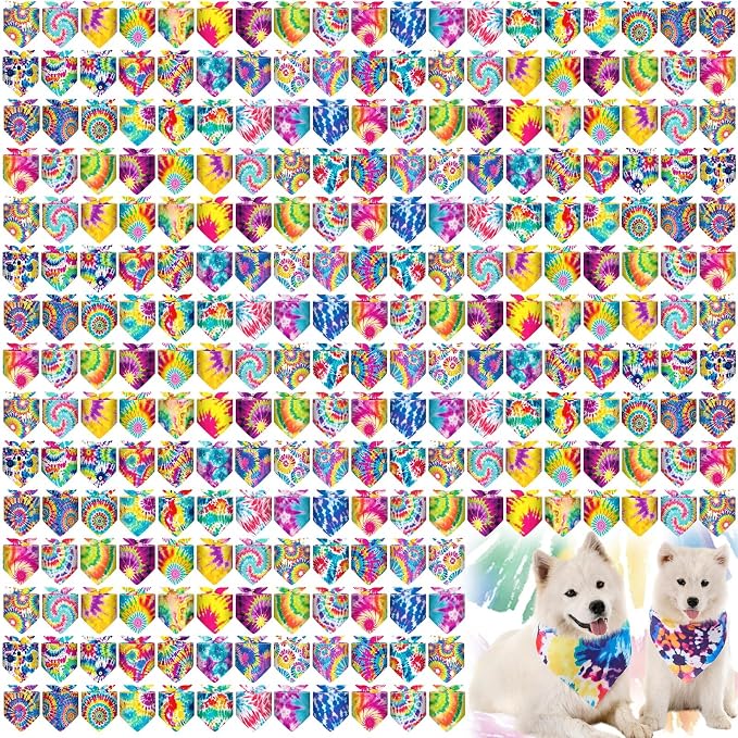 Aliceset 180 Pcs Tie Dye Dog Bandana Bulk Rainbow Bandanas by Aliceset