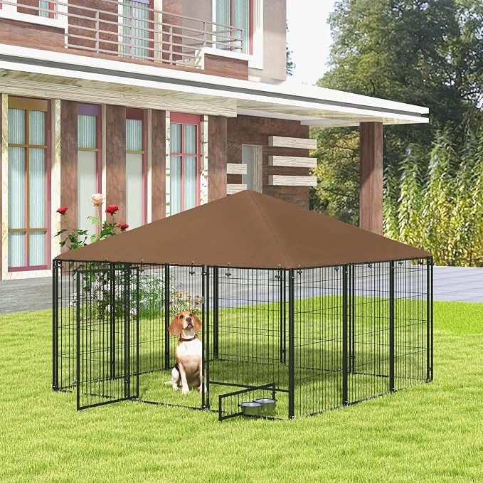 PawHut Outside Dog Kennel, Garden Playpen Fence Crate Enclosure Cage Rotating - Image 2
