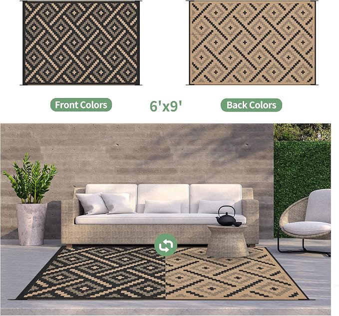 GENIMO Outdoor Rug for Patio Clearance, Reversible Plastic Straw Rugs for RV - Image 3