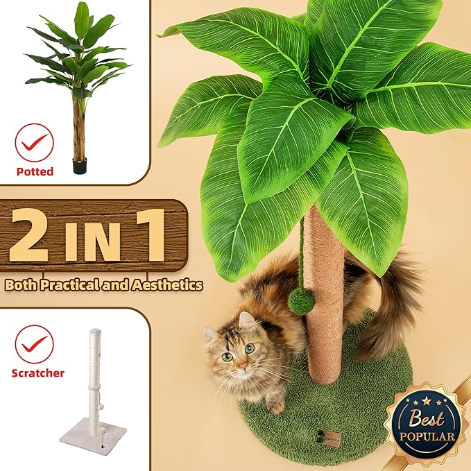 Meowoou Cat Scratching Post 33 Inch Tall Cat Scratcher - Image 2