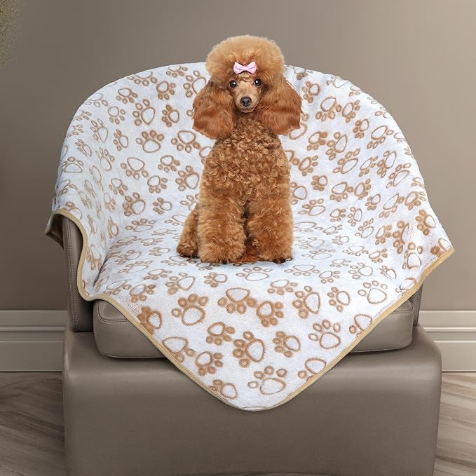 Stuffed Small Beige Premium Soft Dog Blanket, - Image 9