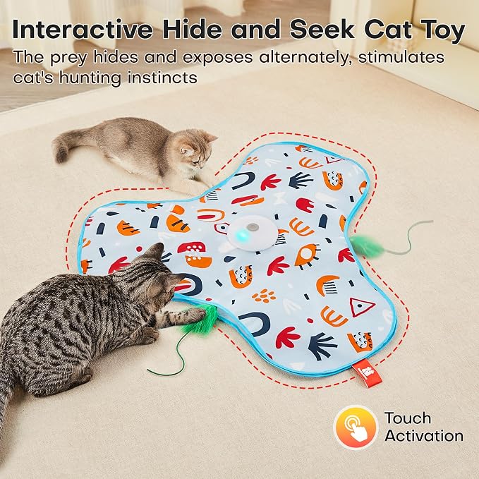 Potaroma Hide and Seek Interactive Cat Toys, Moving Concealed Wand Feather - Image 2