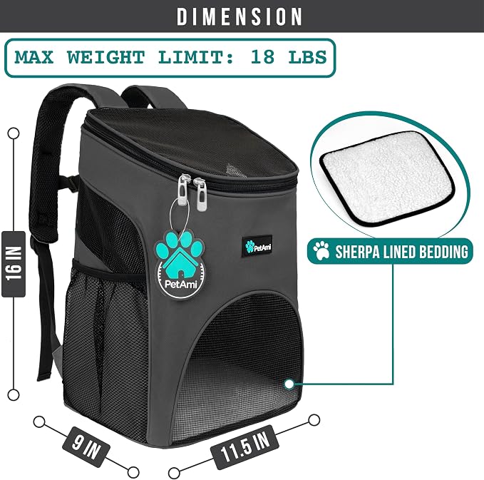 PetAmi Small Dogs and Cat Backpack Carrier, Airline Approved Pet Backpack - Image 2
