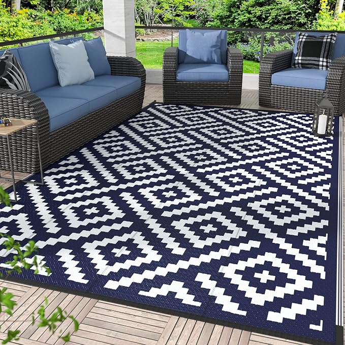 GENIMO Outdoor Rug 4x6 Waterproof, Reversible Mats, Outdoor Area Rug, Plastic by GENIMO