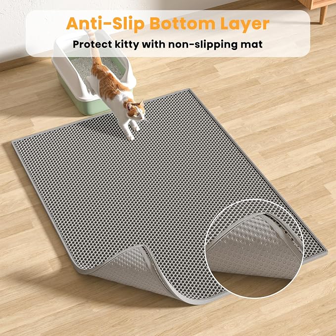 Pieviev 2 Packs Cat Litter Mat Double Layer Waterproof Urine Proof Trapping Mat - Image 4