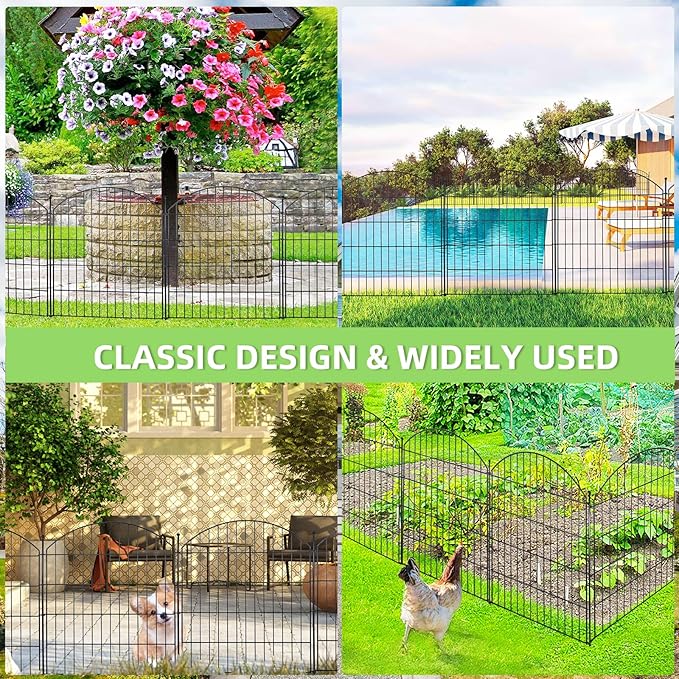 Decorative Garden Fence 32in x12ft, 5 Pack No Dig Fence Animal Barrier - Image 5