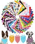PET SHOW 50 Pack Paw Pattern Big Dog Bandanas Bulk XL Washable Triangle Bibs by PETSHOW