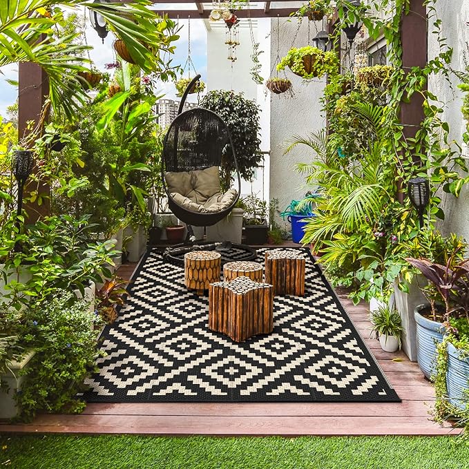 GENIMO Outdoor Rugs 8x10 Waterproof, Reversible Mats, Area Plastic Straw Rug - Image 3