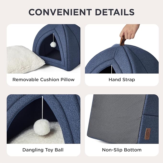 Bedsure Cat Beds for Indoor Cats - 2 in 1 Cat Cave House Tent for Kittens and - Image 4