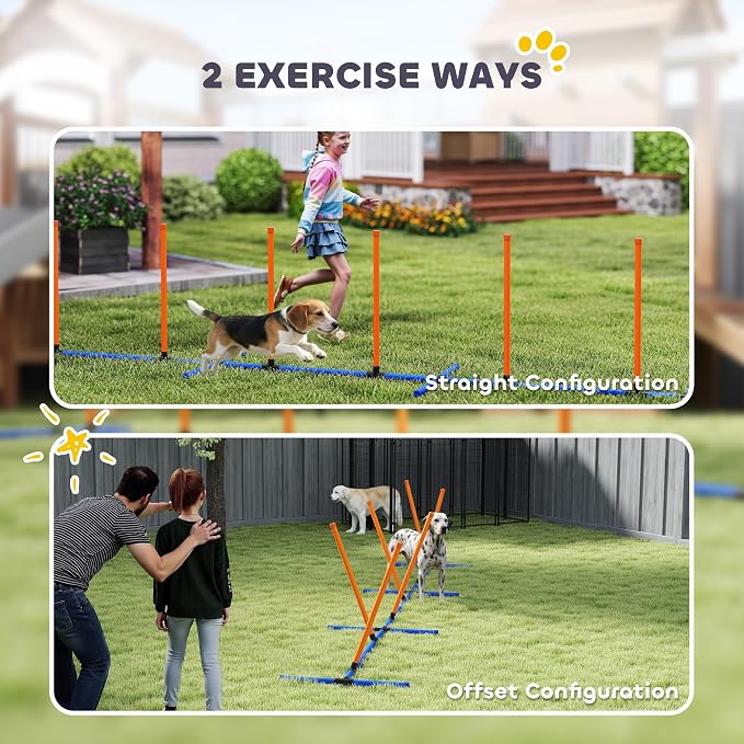 PawHut Adjustable Dog Agility Training Equipment, Dog Agility Course Backyard - Image 4
