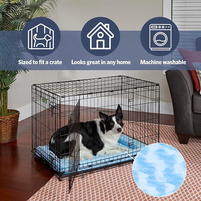 MidWest Homes for Pets QuietTime Fashion XXS Dog Bed – Blue Faux Fur Bolster - Image 4