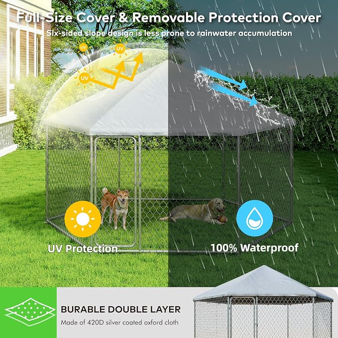 6.8x6.8 FT Large Outdoor Dog Kennel Outside - Image 4