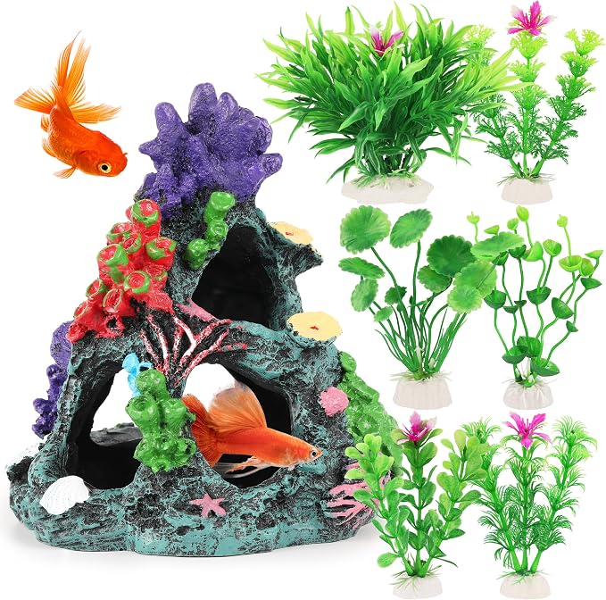 MyLifeUNIT Fish Tank Decorations, 7 Pieces Aquarium Plants Set by MyLifeUNIT