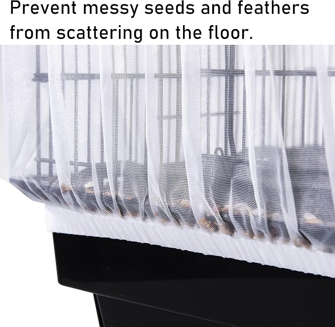 Tamu style Bird Cage Seed Catcher, Stretchy Form Fitting Mesh Skirt Cover - Image 2