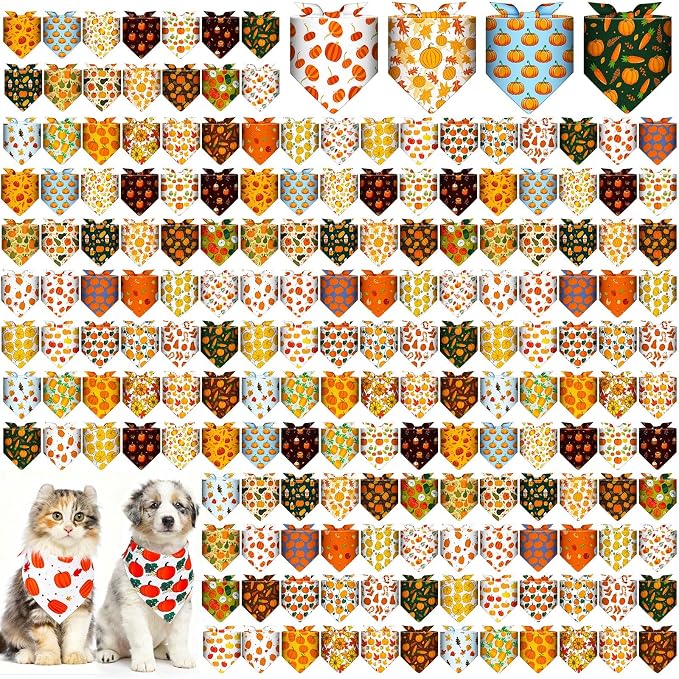 Aliceset 180 Pcs Fall Dog Bandanas Bulk Thanksgiving Bandana by Aliceset