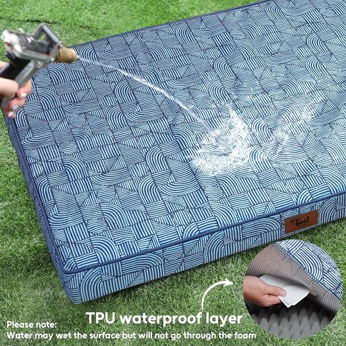 Outdoor Large Washable Dog Bed, Orthopedic Egg Crate Foam Dog Crate Mat - Image 4