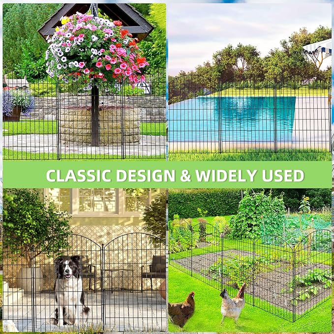 Decorative Garden Fence 40in x12ft, 5 Pack No Dig Fence Animal Barrier - Image 5