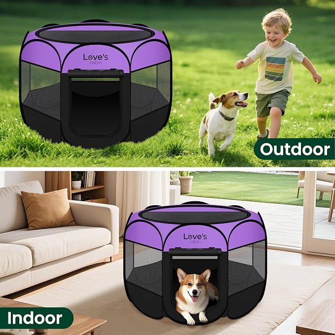 Love's cabin Pet Puppy Dog Playpen, Medium Dog Tent Crates Cage Indoor/Outdoor - Image 7