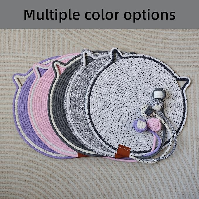 Cat Scratcher Mat, Natural Cotton Rope Cat Scratching Pad, 16.9'' Round Cat - Image 6