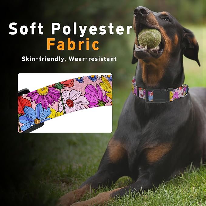 Dog Collar, Adjustable Soft Floral Pet Collar - Image 4