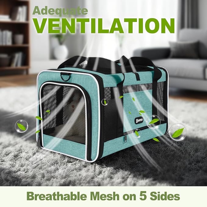 Cat Carrier 18"x11"x11" TSA Approved Ventilated Top Open Softsided Pet Air - Image 3