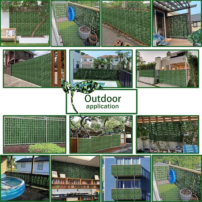 Artificial Fence Privacy Screen: 6FT x 50FT UV-Anti Faux Greenery Backdrop Ivy - Image 5